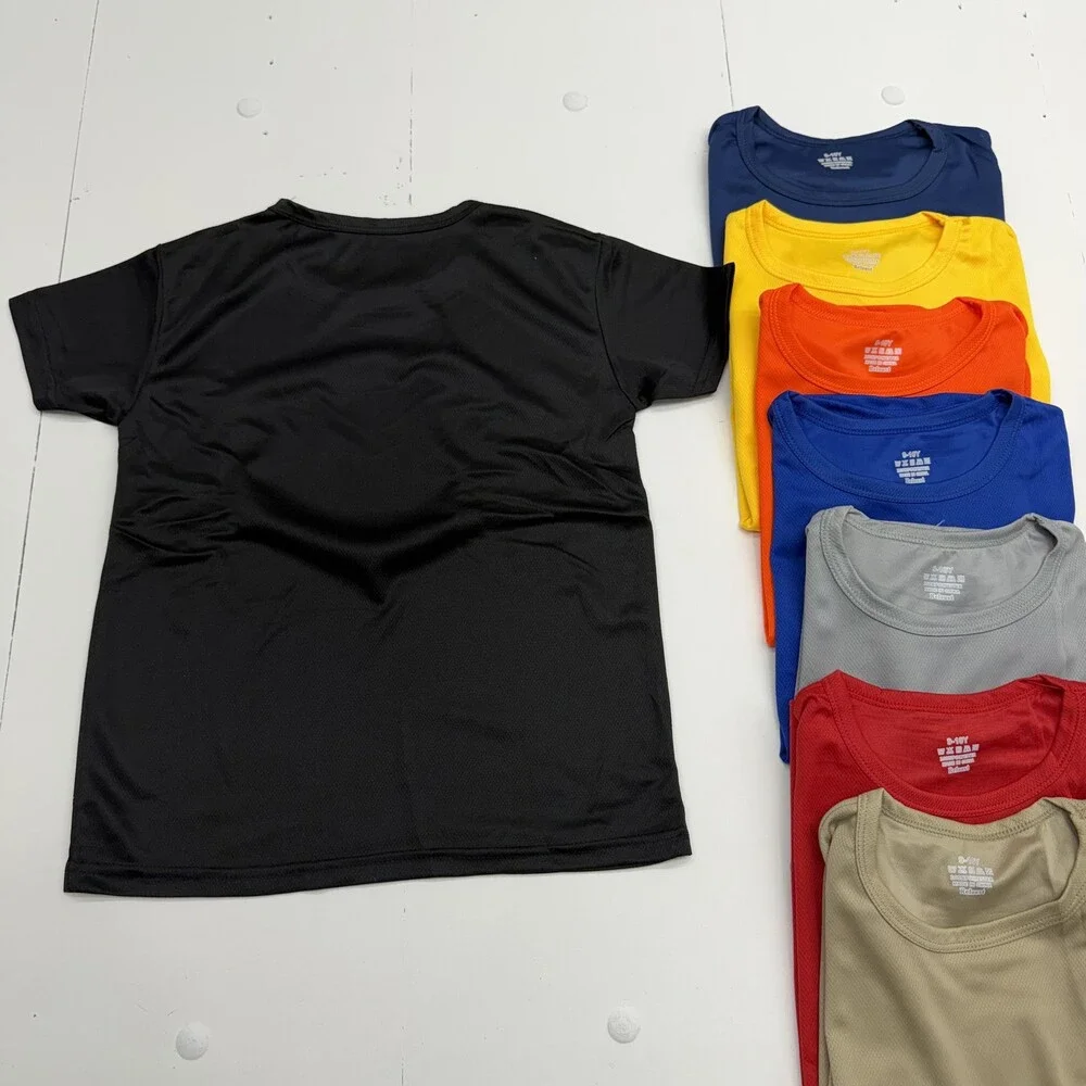 Reloust Shirt Youth 9-10Y Multicolor Short Sleeve Polyester Athletic 8 Pack
